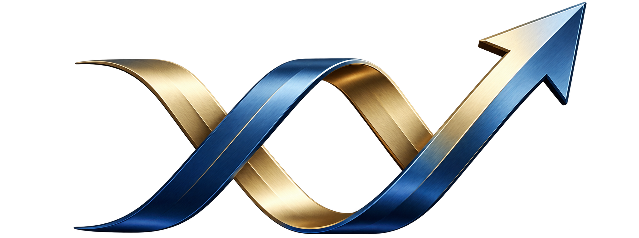 Nxt Wyn blue and gold interwoven upward arrow symbol
